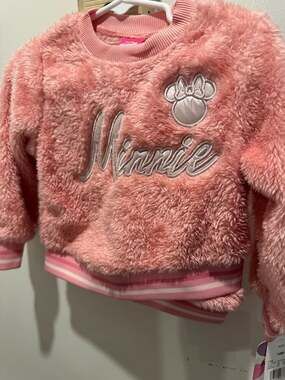 Disney Jr. Minnie Mouse Pink Faux Fur Pullover Sweatshirt 18M